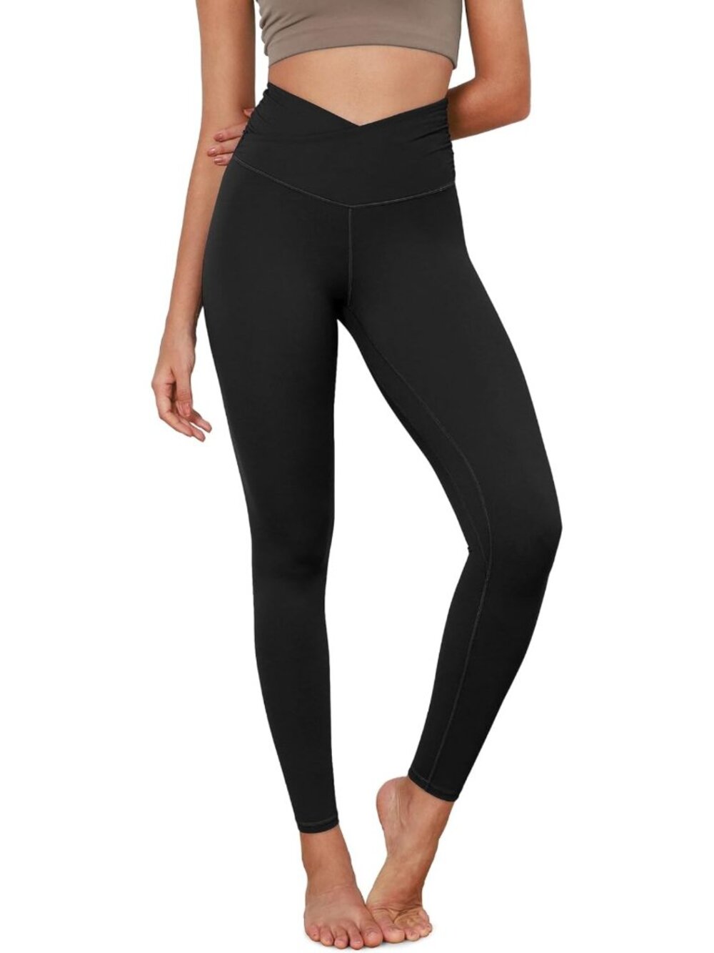 High-Waisted Cross Waist Yoga Leggings with Inner Pocket, 23"/25"/28" Workout